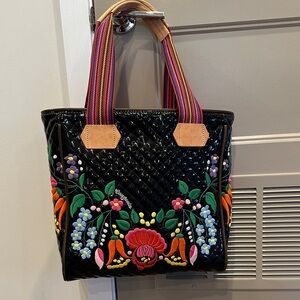 Consuela La Reina Classic Tote with Floral Embroidery and Multicolor Straps